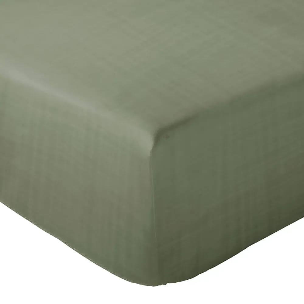 Linnea Drap housse MILOS mousseline de coton 140x200 cm bonnet 30 cm uni vert mousse* Drap Housse|Drap Housse