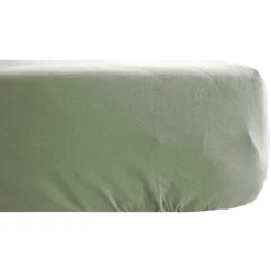 Drap housse PALACE pur coton lavé 140x190 cm bonnet 35 cm uni vert sauge><noscript><img width=