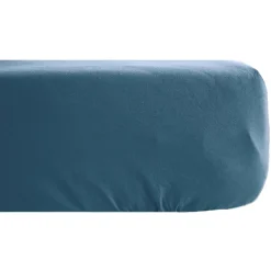 Linnea Drap housse PALACE pur coton lavé 180x200 cm bonnet 35 cm uni bleu marine* Drap Housse|Drap Housse
