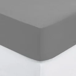 Drap housse percale de coton uni 160 x 200 cm Harmonie gris>Eden Sale