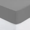 Drap housse percale de coton uni 180 x 200 cm Harmonie gris>Eden New