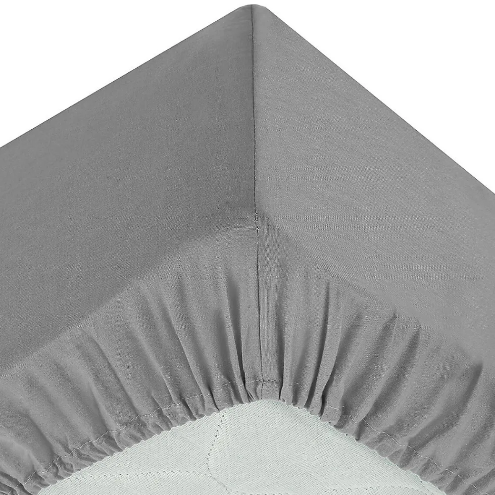 Drap housse percale de coton uni 180 x 200 cm Harmonie gris>Eden New