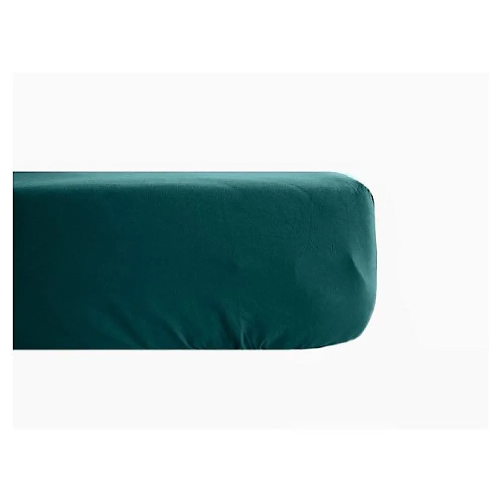 Vent Du Sud Drap housse percale pur coton peigné longues fibres 80 fils/cm² avec bonnet de 35 cm - Bleu canard - 90 x 190 cm bonne* Drap Housse|Drap Housse