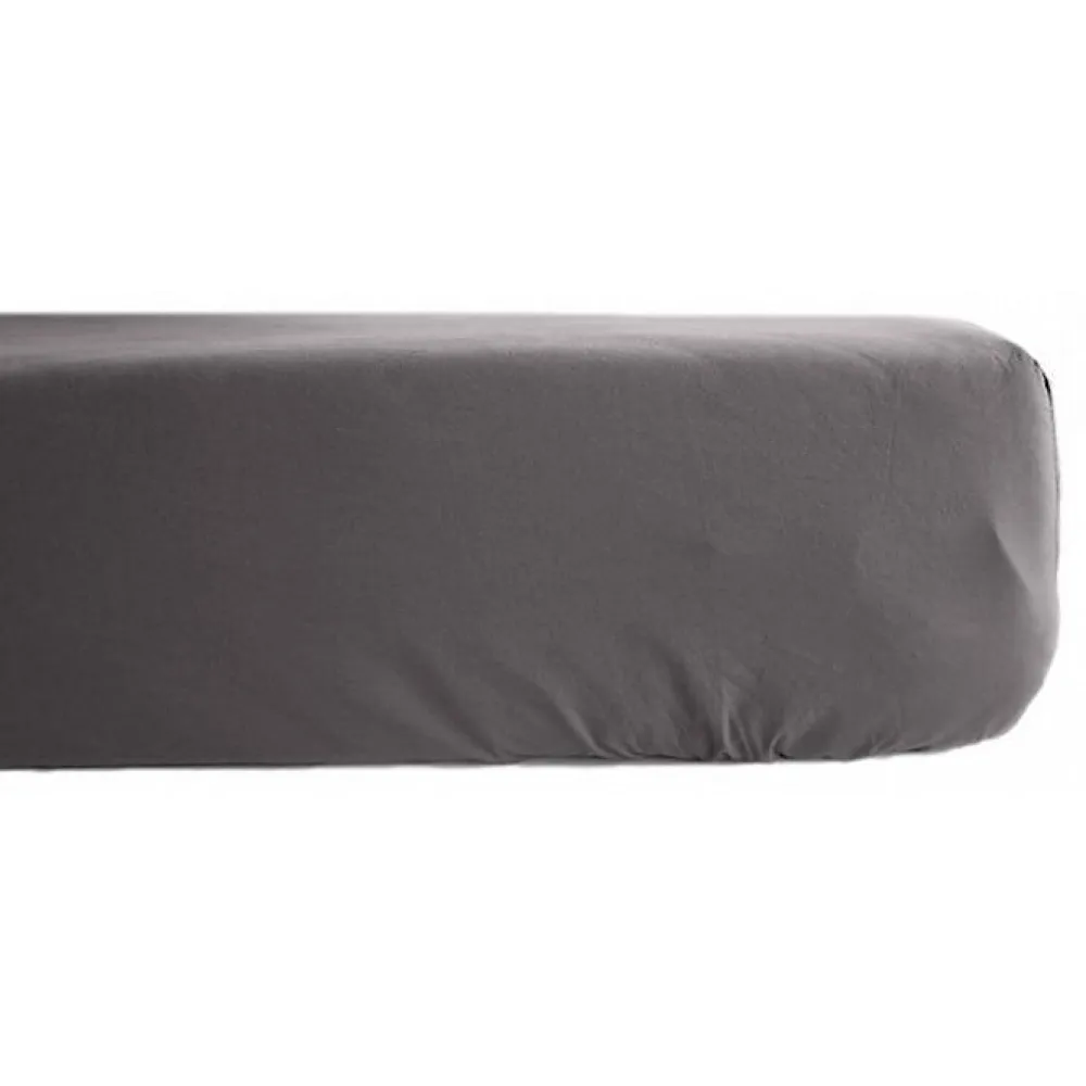 Drap housse percale pur coton peigné longues fibres 80 fils/cm² avec bonnet de 35 cm - Ardoise - 90 x 190 cm bonnet de>Vent Du Sud Sale