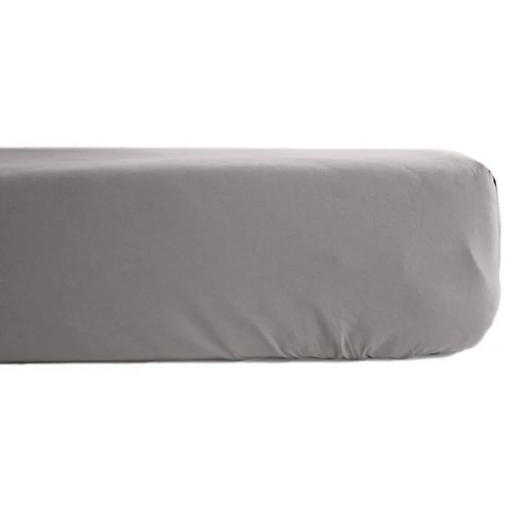 Vent Du Sud Drap housse percale pur coton peigné longues fibres 80 fils/cm² avec bonnet de 35 cm - Cendre - 180 x 200 cm bonnet de* Drap Housse|Drap Housse