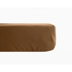 Vent Du Sud Drap housse percale pur coton peigné longues fibres 80 fils/cm² avec bonnet de 35 cm - Cognac - 140 x 190 cm bonnet de* Drap Housse|Drap Housse