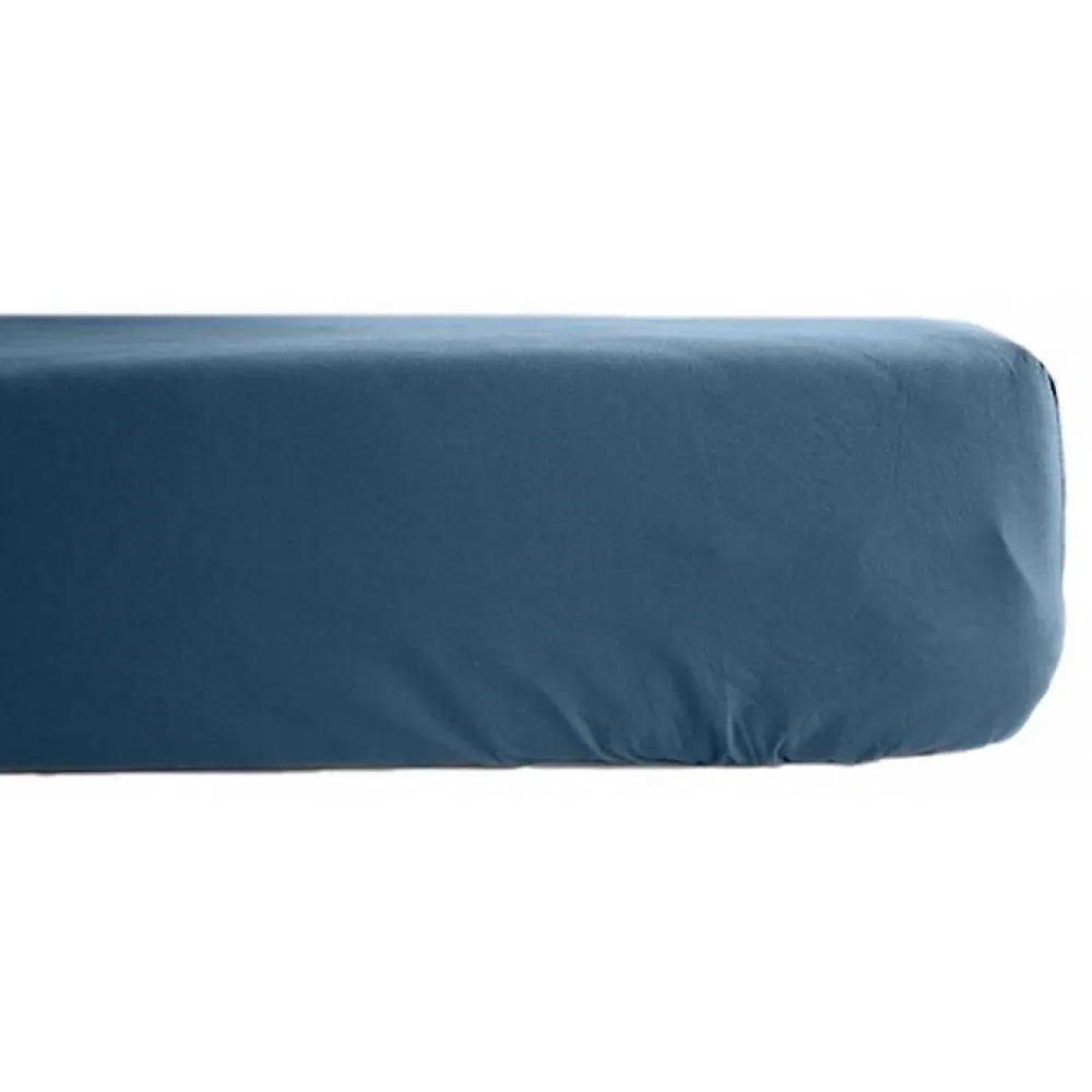 Vent Du Sud Drap housse percale pur coton peigné longues fibres 80 fils/cm² avec bonnet de 35 cm - Marine - 180 x 200 cm bonnet de* Drap Housse|Drap Housse