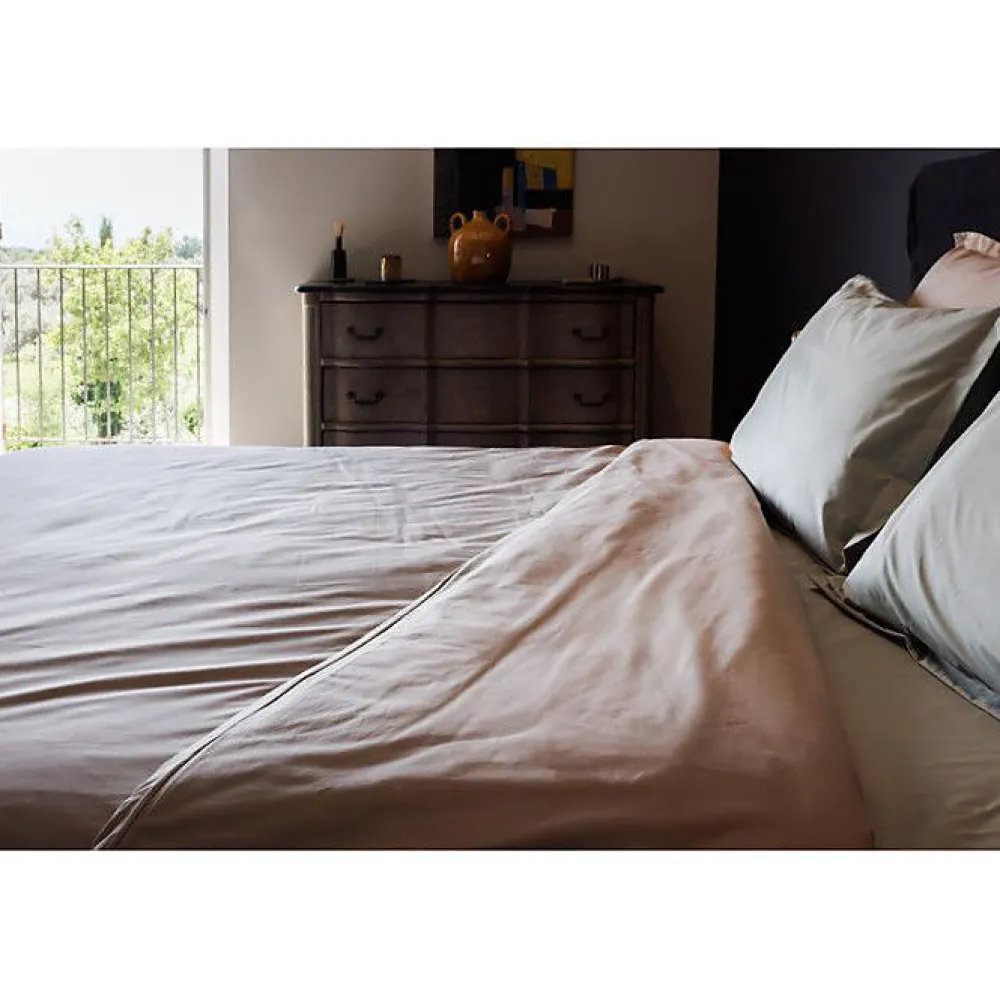Drap housse percale pur coton peigné longues fibres 80 fils/cm² avec bonnet de 35 cm - Carmin - 180 x 200 cm bonnet de>Vent Du Sud Best