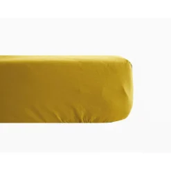 Vent Du Sud Drap housse percale pur coton peigné longues fibres 80 fils/cm² avec bonnet de 35 cm - Moutarde - 80 x 200 cm bonnet d* Drap Housse|Drap Housse