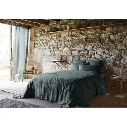 L'Effet Papillon Drap housse "Soline" toutes dimensions Lin lavé - Soline Ardoise - 160 x 200 cm bonnet de 30 cm* Drap Housse|Drap Housse