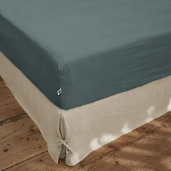 Drap housse "Soline" toutes dimensions Lin lavé - Soline Ardoise - 180 x 200 cm bonnet de 30 cm>L'Effet Papillon Clearance