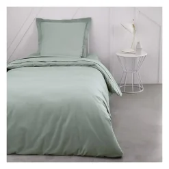 Drap housse TODAY Essential - 90 x 190 cm - 1 personne - 100% Coton uni - Celadon>Todays Tools Online