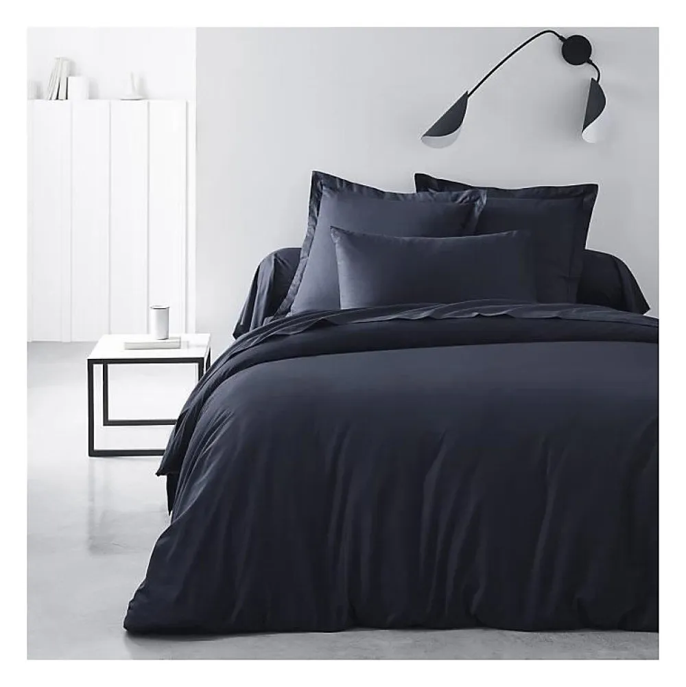 Drap housse TODAY Essential - 140 x 200+30 cm - 2 personnes - 100% Coton uni - Navy>Todays Tools Outlet