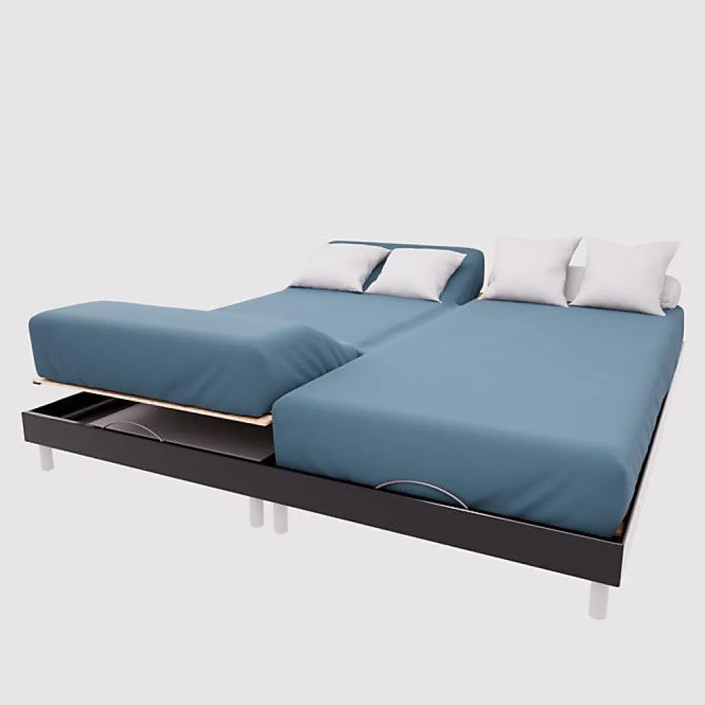Drap housse TPR en coton 57 fils 2x70x190 cm UNI bleu canard, par>Soleil D'Ocre Hot