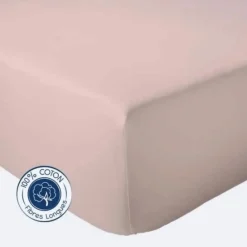 Drap Housse Uni bonnet 30 cm 100% Coton (160x190 cm - Rose Blush)>Tradilinge Hot