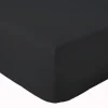 Drap Housse Uni bonnet 30 cm 100% Coton (180x190 cm - Noir)>Tradilinge Discount