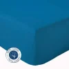 Drap Housse Uni bonnet 30 cm 100% Coton (180x190 cm - Bleu Encre)>Tradilinge Best