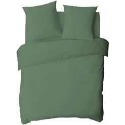 Drap housse uni en coton 57 fils 160x200cm><noscript><img width=