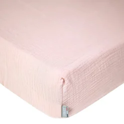 Drap housse uni en gaze de coton><noscript><img width=