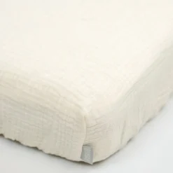 Drap housse uni en gaze de coton><noscript><img width=