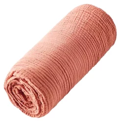 Drap housse uni en gaze de coton><noscript><img width=