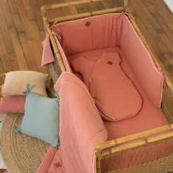 Drap housse uni en gaze de coton><noscript><img width=