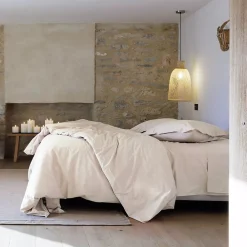 Drap housse uni 90x200 cm bonnet 35 cm percale de coton MANOIR blanc Naturel>Linnea Clearance