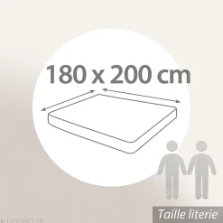 Linnea Drap housse uni 180x200 cm bonnet 35 cm percale de coton MANOIR beige Lin* Drap Housse|Drap Housse