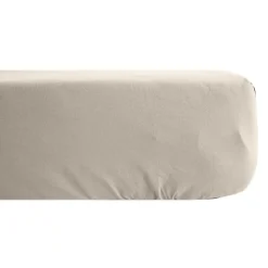 Linnea Drap housse uni 180x200 cm bonnet 35 cm percale de coton MANOIR beige Lin* Drap Housse|Drap Housse