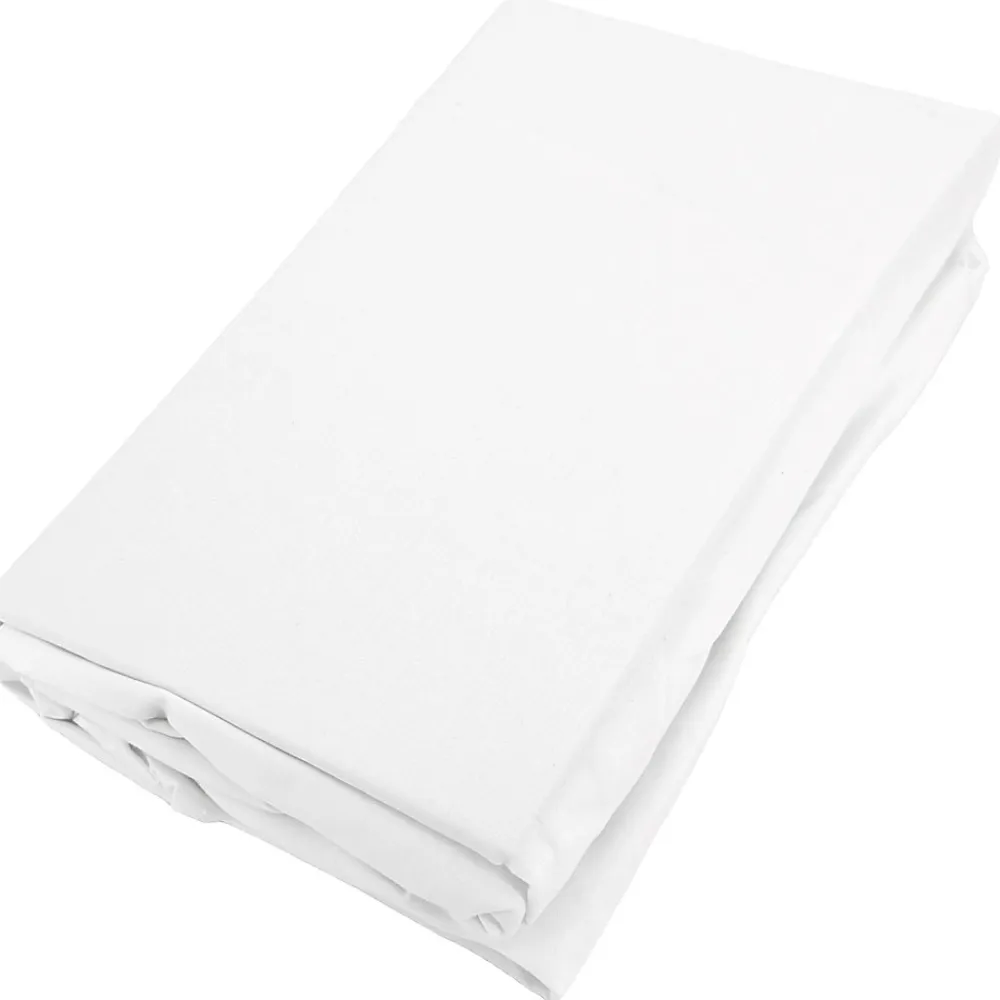 Drap housse uni 140x190 cm bonnet 35 cm percale de coton MANOIR blanc Neige>Linnea