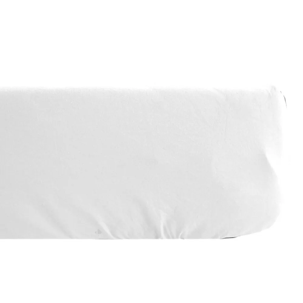 Drap housse uni 140x190 cm bonnet 35 cm percale de coton MANOIR blanc Neige>Linnea