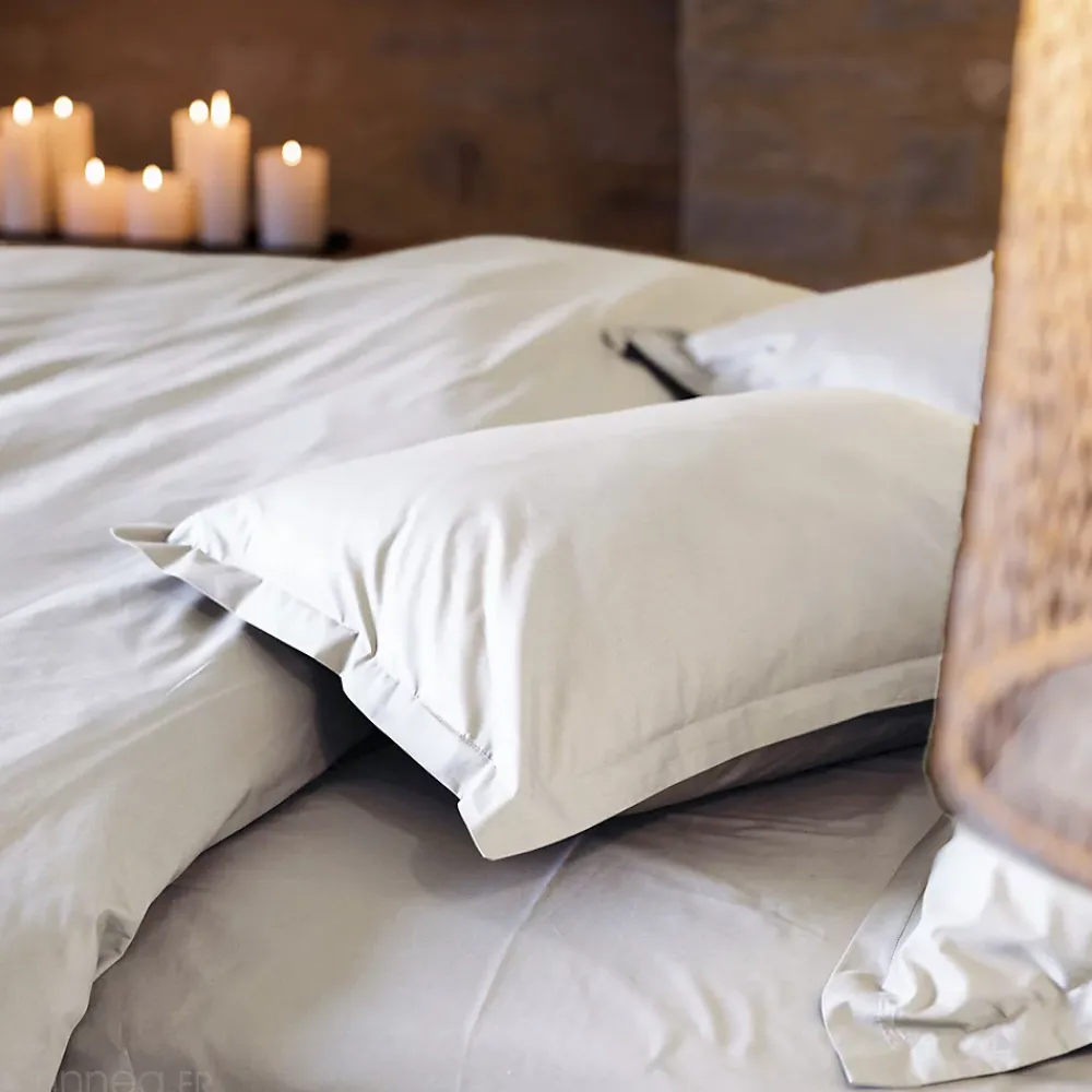 Linnea Drap housse uni 80x200 cm bonnet 35 cm percale de coton MANOIR Ivoire* Drap Housse|Drap Housse