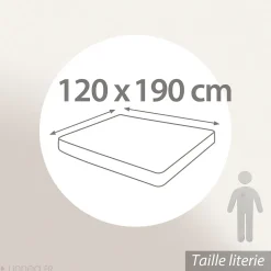 Drap housse uni 120x190 cm bonnet 35 cm percale de coton MANOIR beige Lin><noscript><img width=