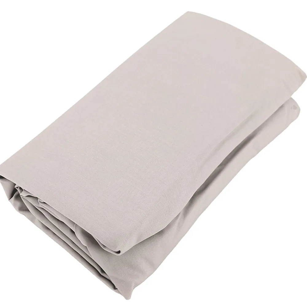 Drap housse uni 160x200 cm bonnet 40 cm percale de coton MANOIR beige Lin>Linnea Online