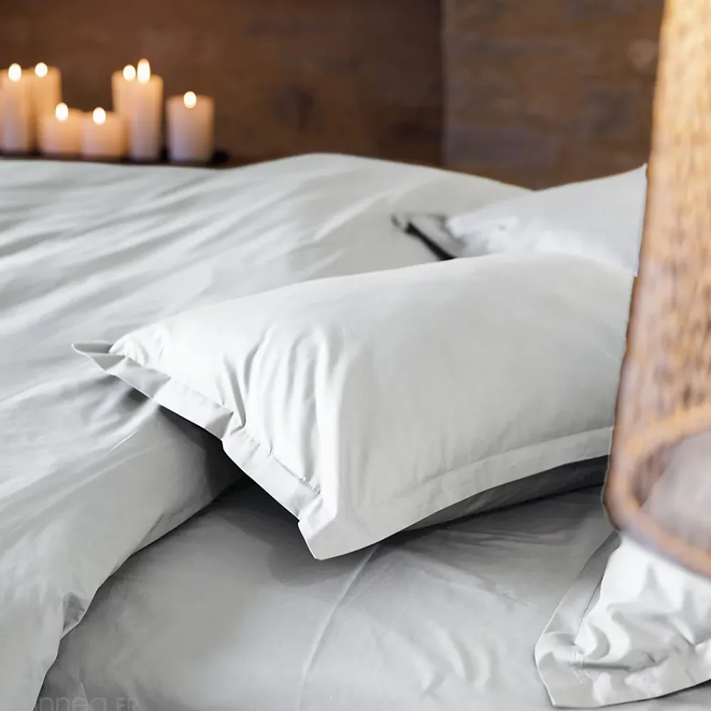 Linnea Drap housse uni 160x200 cm bonnet 35 cm percale de coton MANOIR blanc Neige* Drap Housse|Drap Housse