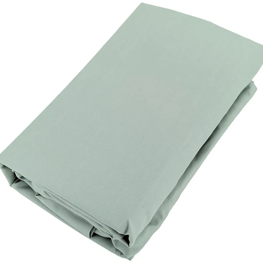 Drap housse uni 160x200 cm bonnet 35 cm percale de coton MANOIR vert Lichen>Linnea