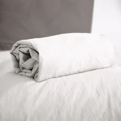 Drap housse uni 160x200 cm MILA 100% polyester micro lavée blanc><noscript><img width=
