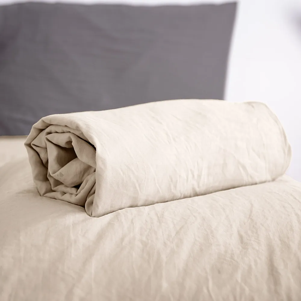 Drap housse uni 140x190 cm MILA polyester micro lavée marron sable>Linnea New