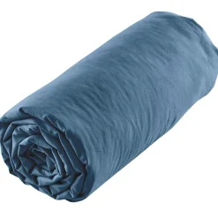 Drap housse uni 160x200 cm MILA 100% polyester micro lavée bleu nuit>Linnea Discount