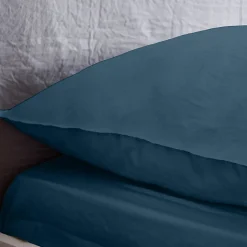 Drap housse uni 160x200 cm MILA 100% polyester micro lavée bleu nuit><noscript><img width=