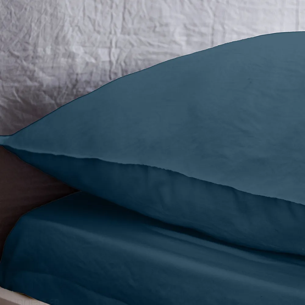 Drap housse uni 160x200 cm MILA 100% polyester micro lavée bleu nuit>Linnea Discount