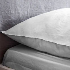 Drap housse uni 140x190 cm MILA 100% polyester micro lavée gris perle><noscript><img width=