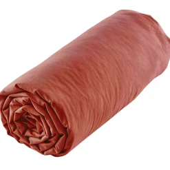 Drap housse uni 140x190 cm MILA polyester micro lavée rouge terracotta>Linnea Best