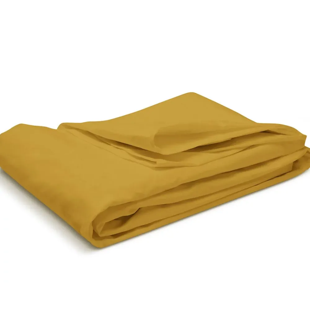 Bleu Calin Drap Housse uni 90x190cm PERCALE MOUTARDE* Drap Housse|Drap Housse