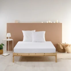 Bleu Calin Drap Housse uni 180x200cm PERCALE BLANC* Drap Housse|Drap Housse