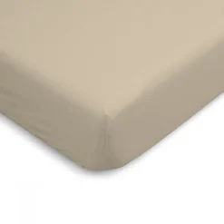 Drap Housse uni 140x190cm PERCALE LIN>Bleu Calin Discount