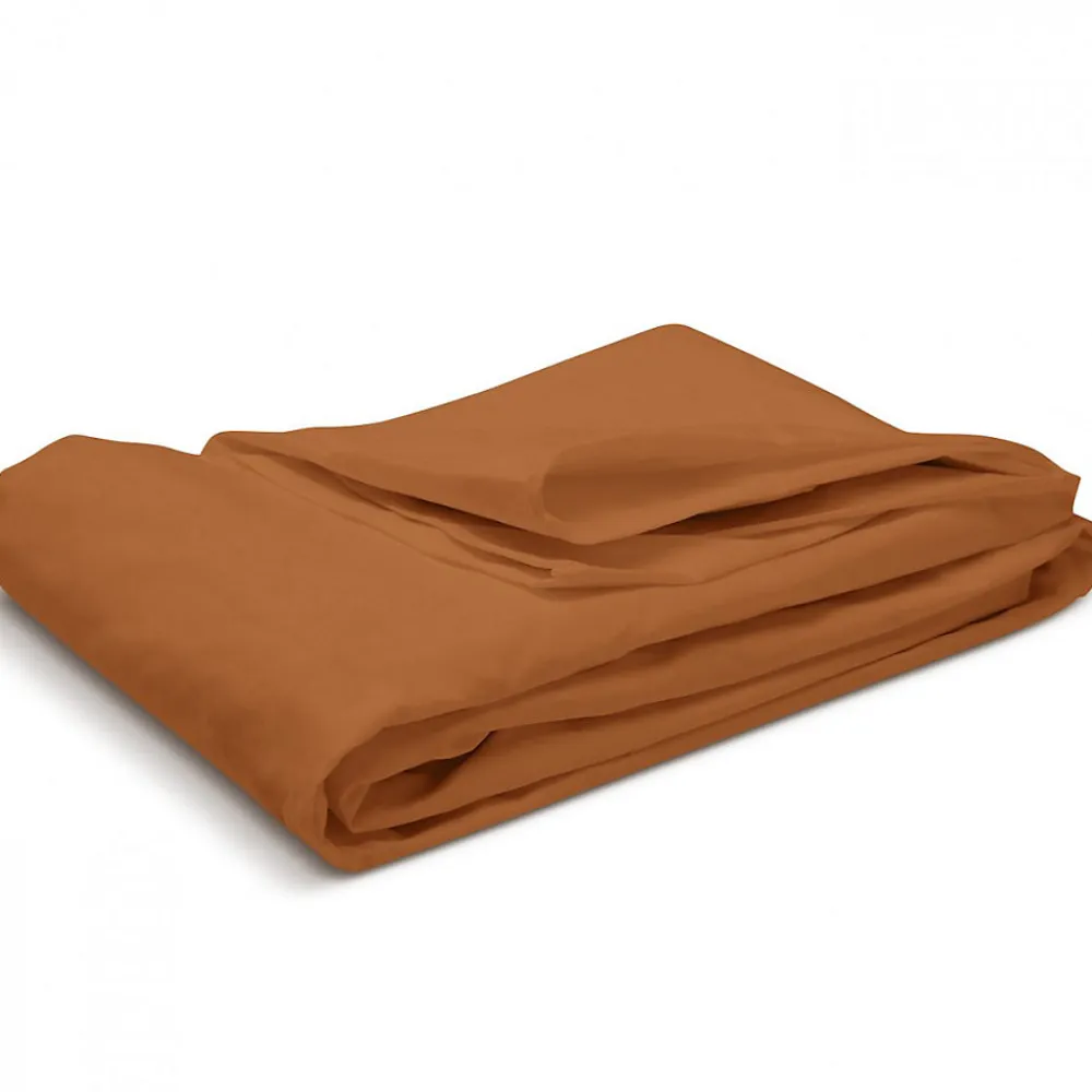 Drap Housse uni 180x200cm PERCALE TERRACOTTA>Bleu Calin Discount