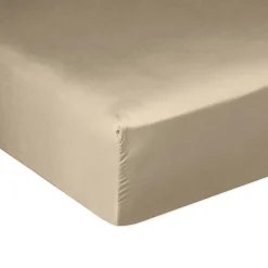 Housse De Rêve Drap housse 140x190 + 30 cm Satin de Coton Beige* Drap Housse|Drap Housse
