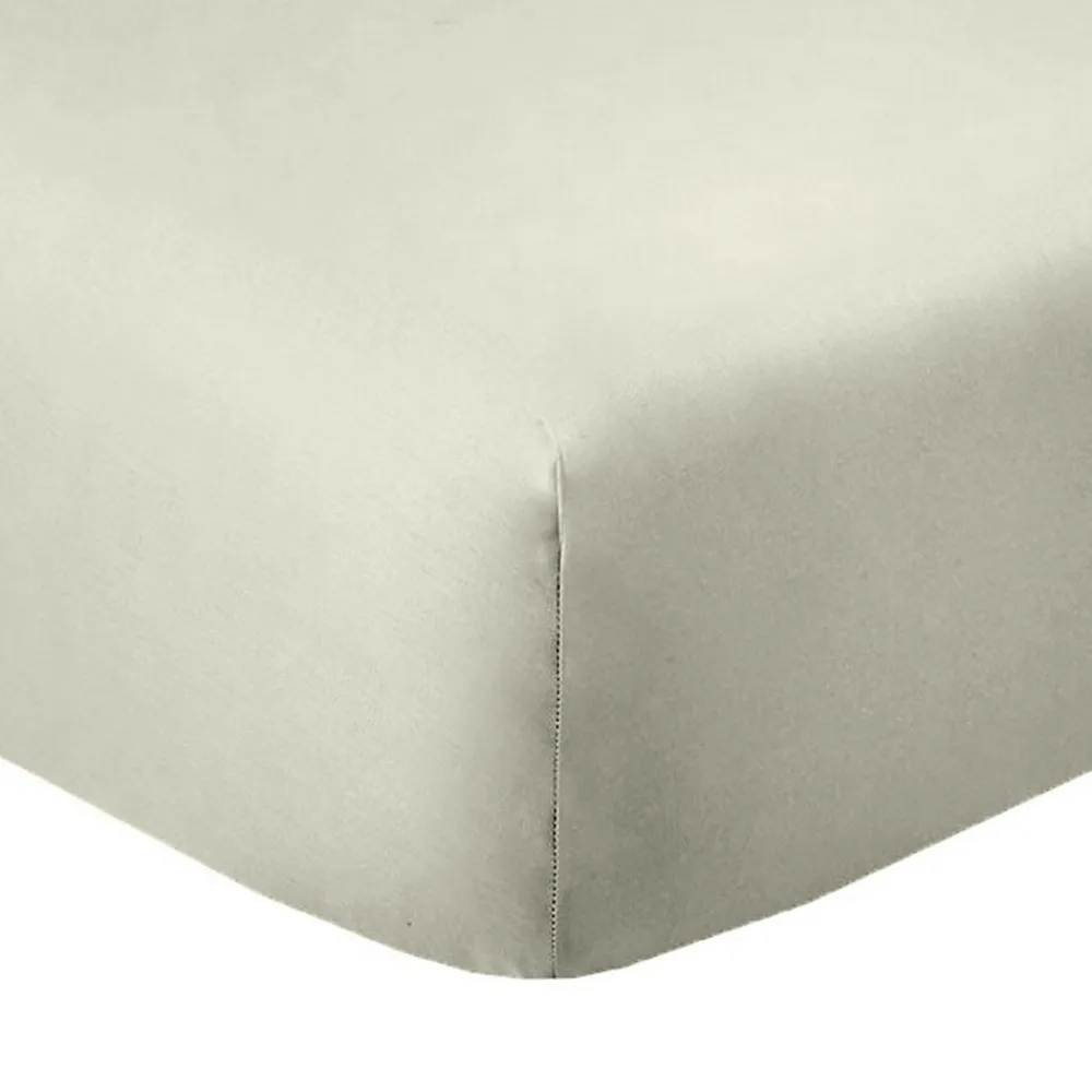 Drap housse 180x200 +35 cm Coton 57 fils Ivoire>Housse De Rêve Online