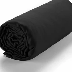 Drap housse 140x190 +30 cm satin de coton noir>Housse De Rêve New